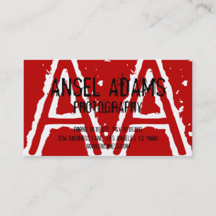 MODERN MONOGRAM BUSINESS CARD RED
