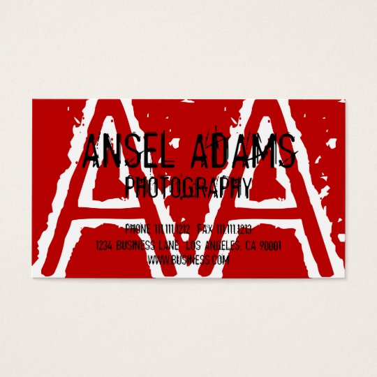 MODERN MONOGRAM BUSINESS CARD RED