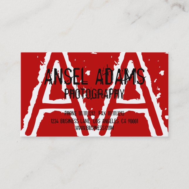MODERN MONOGRAM BUSINESS CARD RED (Front)