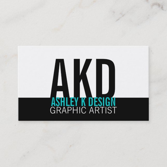 Modern Monogram Business Cards Black (Front)