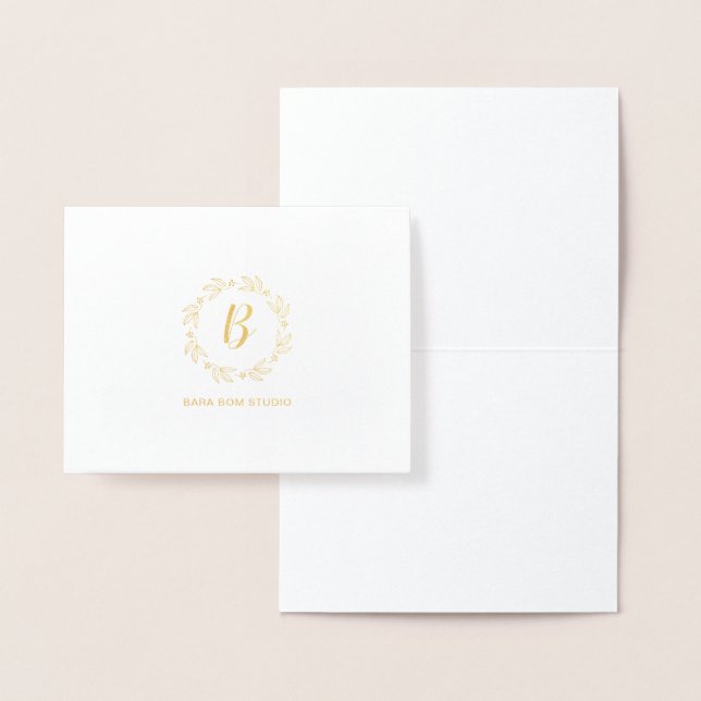 Modern Monogram, Business Logo Gold Foil Card (Display)