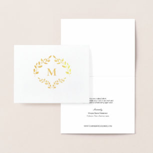 Modern Monogram Business Logo Laurel leaves Luxe Foil Card