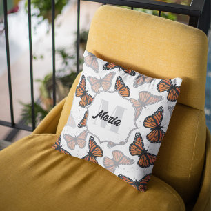 Modern Monogram Butterflies Personalised Cushion