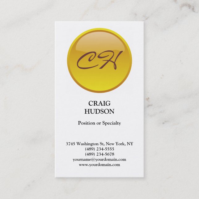 Modern Monogram Button Pattern White Business Card (Front)