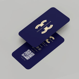 Modern Monogram C Midnight Blue Gold Professional Business Card