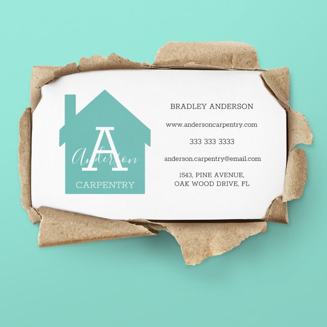 Modern Monogram Carpentry Business Card (Creator Uploaded)