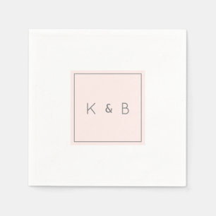 Modern Monogram Champagne Pink Cocktail Napkins