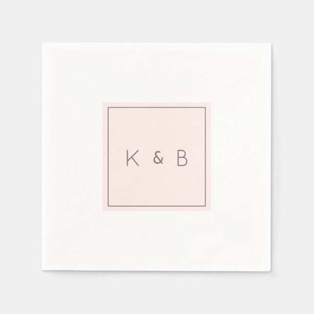 Modern Monogram Champagne Pink Cocktail  Napkins (Front)