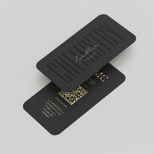 Modern Monogram Chemistry Chemist Black Gold Business Card