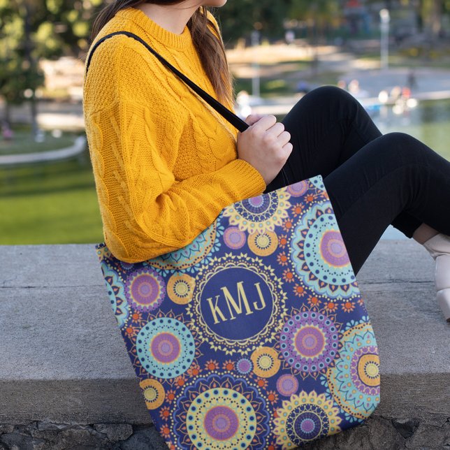 Modern Monogram Chic Colourful Custom Tote Bag (Creator Uploaded)