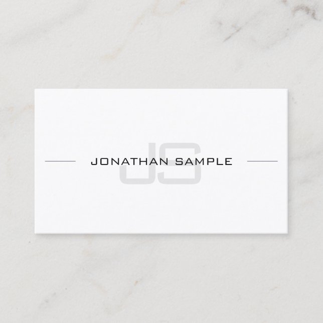 Modern Monogram Chic Minimalist Plain Professional Business Card (Front)