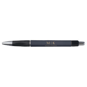 Modern Monogram Chic Navy Blue And Gold