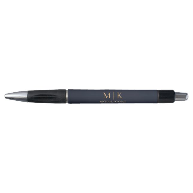 Modern Monogram Chic Navy Blue And Gold (Front)