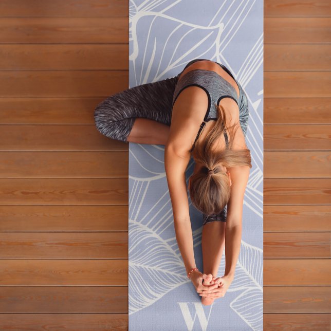 Modern Monogram Chic Tropical Periwinkle Yoga Mat (Creator Uploaded)