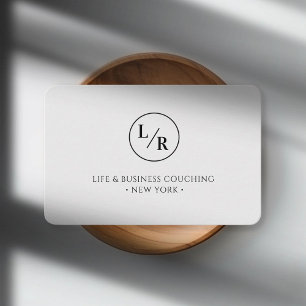 Modern, monogram, circle, grey business card