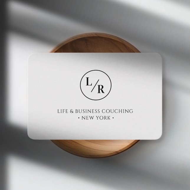 Modern, monogram, circle, grey business card (Creator Uploaded)