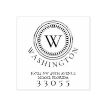 Modern Monogram Circle Return Address Stamp