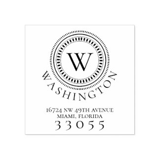 Modern Monogram Circle Return Address Stamp