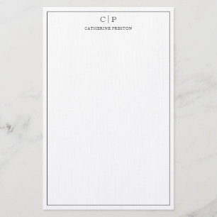 Modern Monogram Classic Black Personal Stationery