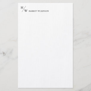 Modern Monogram Classic Black Personal Stationery 
