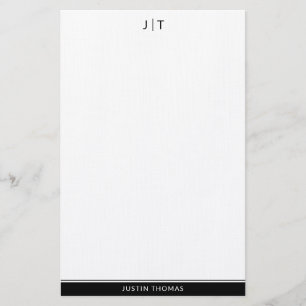Modern Monogram Classic Black Personal Stationery 