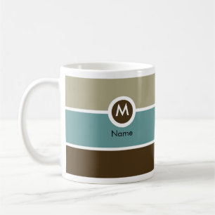 Modern Monogram Coffee Mug - Blue/Brown