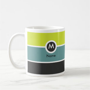 Modern Monogram Coffee Mug - Yellow/Dark Grey