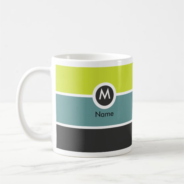Modern Monogram Coffee Mug - Yellow/Dark Grey (Left)