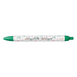 Modern Monogram Colourful Bow Pattern Black Ink Pen