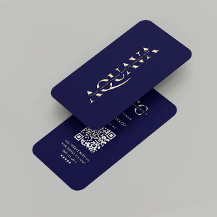Modern Monogram Company Midnight Blue Gold Business Card