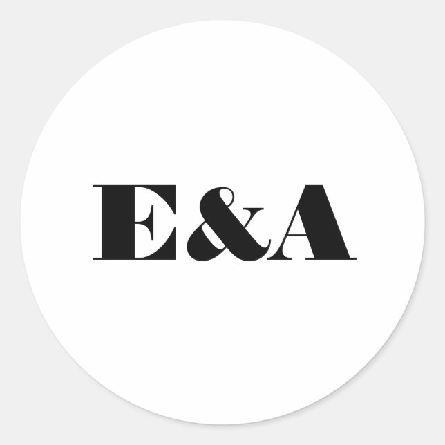 Modern Monogram Couple Initials Wedding Classic Round Sticker (Front)