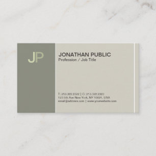 Modern Monogram Creative Plain Chic Elegant Green Business Card