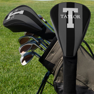 Modern Monogram Custom Grey Golf Head Cover