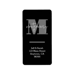 Modern Monogram Custom Name Black Label