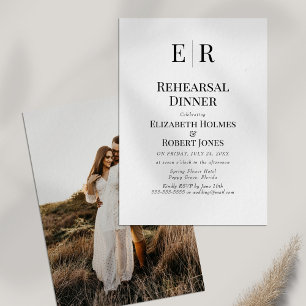 Modern Monogram Custom Photo Rehearsal Dinner Invitation