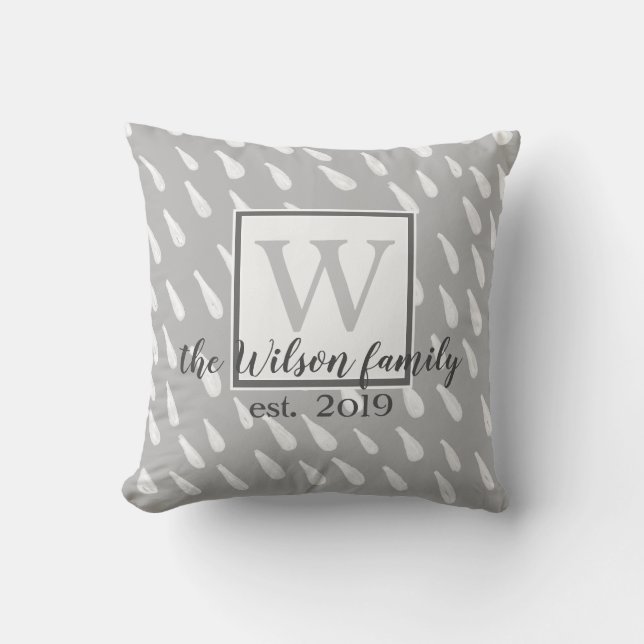 modern monogram custom pillow grey and white (Front)