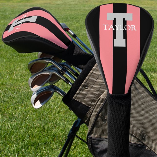 Modern Monogram Custom Pink Golf Head Cover (Creator Uploaded)