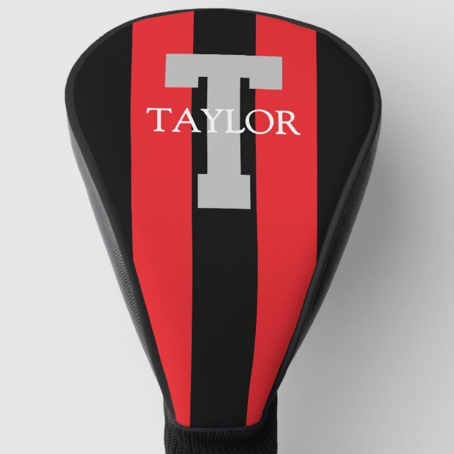 Modern Monogram Custom Red Golf Head Cover (Creator Uploaded)