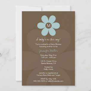 Modern Monogram Daisy Baby Shower Invitation