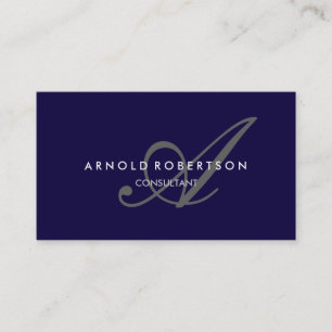 Modern Monogram Dark Blue Trendy Business Card