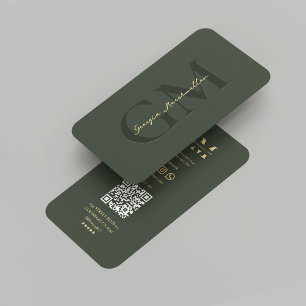 Modern Monogram Dark Green Marketing Professional  Business Card