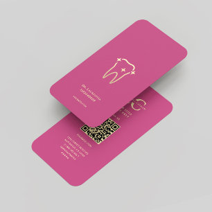 Modern Monogram Dark Pink Gold Dentist Dental  Business Card