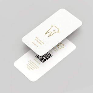 Modern Monogram Dentist Orthodontist White Gold Business Card