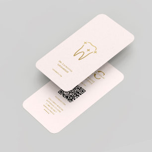 Modern Monogram Dentist Pink Gold Business Card