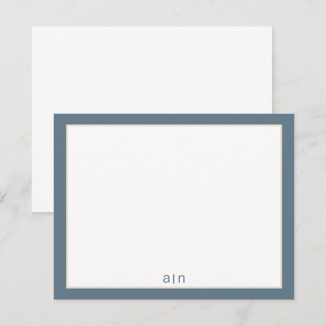 Modern Monogram Dusty Blue  Card (Front/Back)