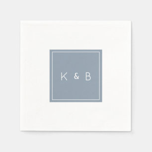 Modern Monogram Dusty Blue & White Cocktail  Napki Napkin