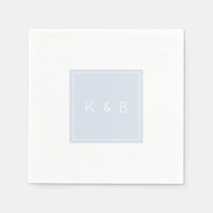 Modern Monogram Dusty Blue & White Cocktail  Napkin
