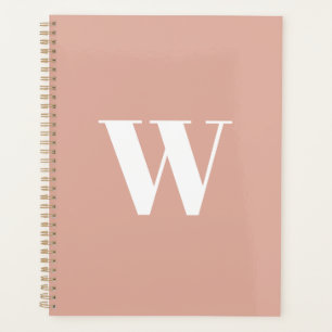 Modern monogram dusty pink custom initial letter planner