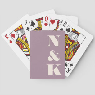 Modern Monogram Dusty Purple Custom Wedding Favour Playing Cards