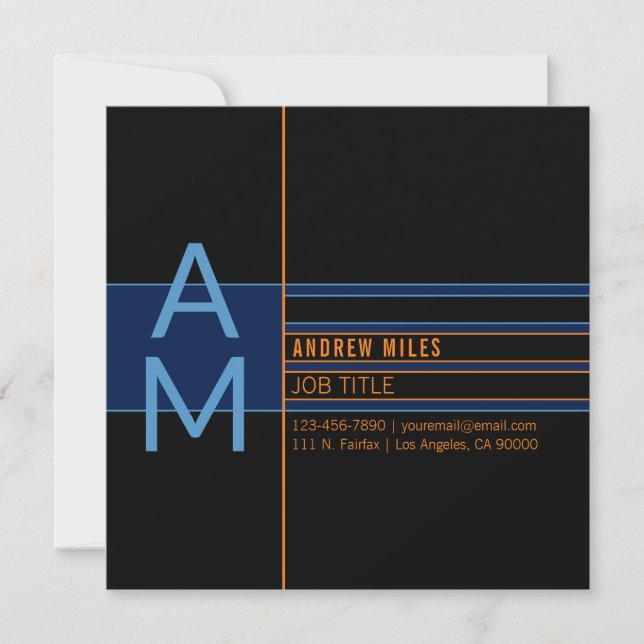 Modern Monogram & Editable Shapes & Colours Card (Front)